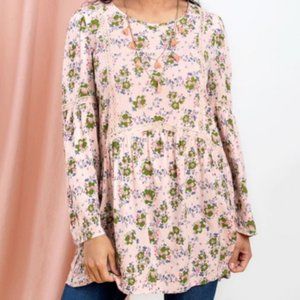 MATILDA JANE Like A Lady Floral Crochet Tunic Blouse Size Large